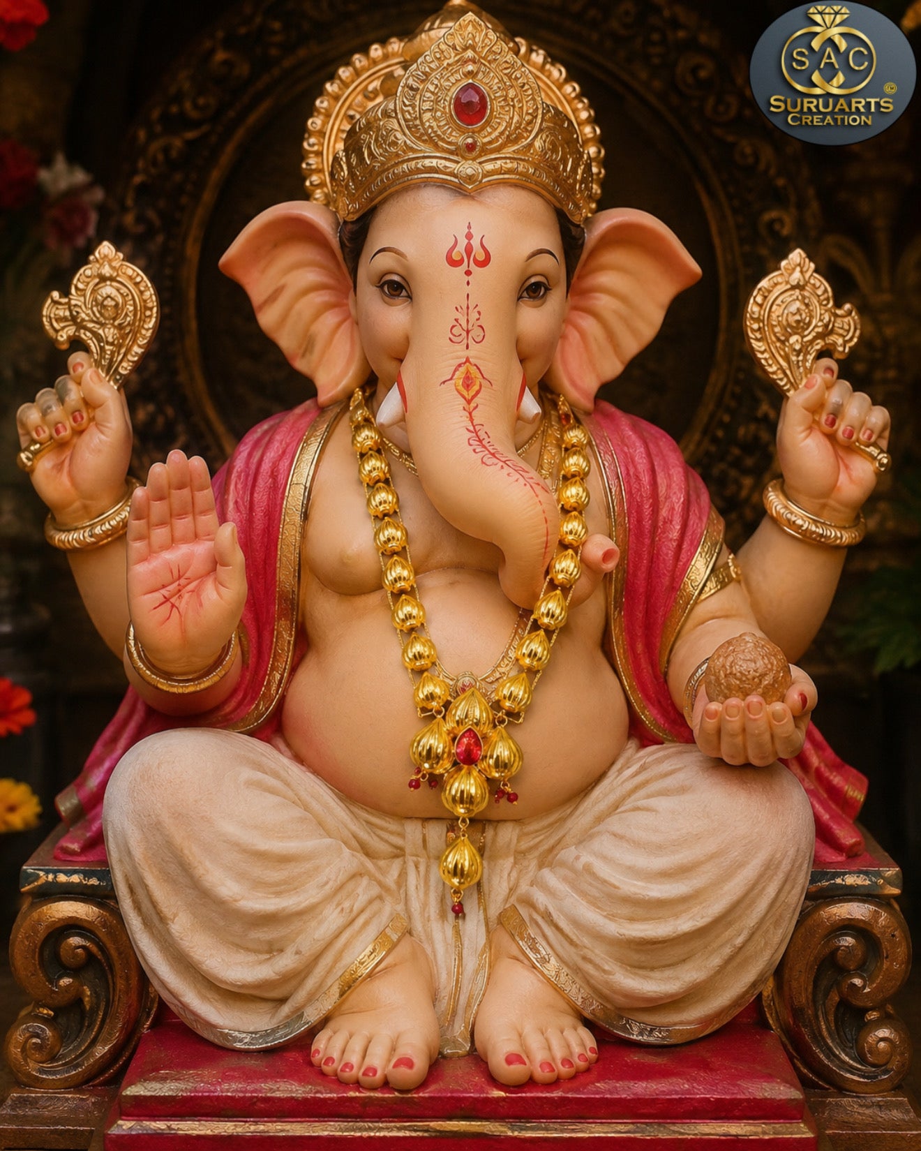 Ganesha Modak Kanthi – Gold Plated Necklace for Ganesha Idol