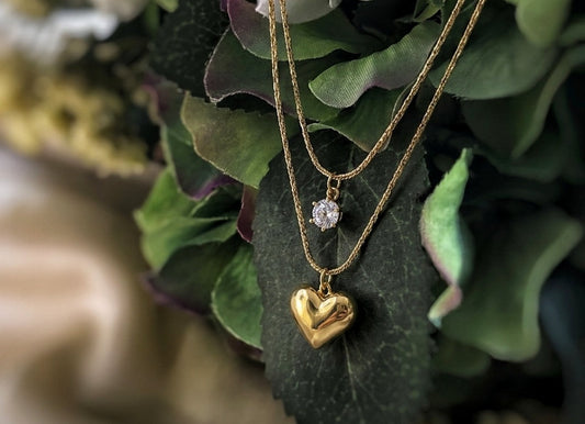 Elegant Heart Layer Necklace – 18 KT Gold Plated