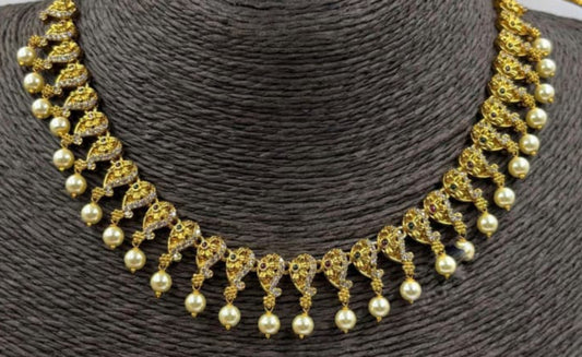 Fancy AD stone Necklace set - 1237