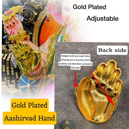 Gold Plated Aashirvad Hand for 3–3.5 Feet Ganesha Idol
