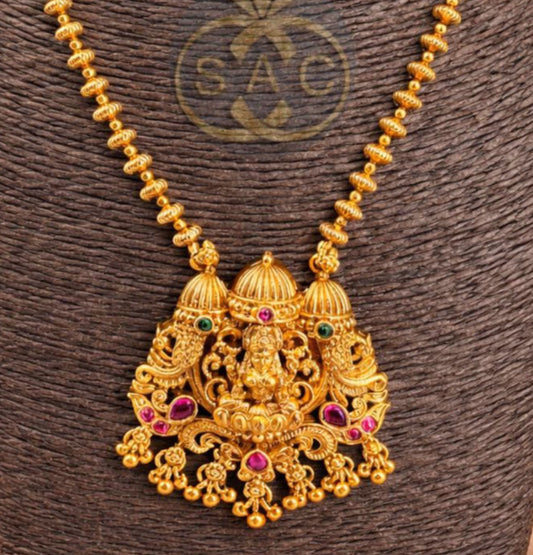 Premium Quality Matte गजलक्ष्मी Necklace Combo Set - 1382