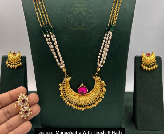 TANMANI MANGALSUTRA WITH THUSHI & NATH - 1172