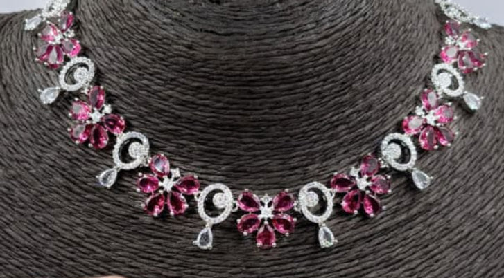 Fancy AD stone Necklace set - 1230