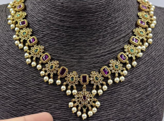 Fancy AD stone Necklace set -1233