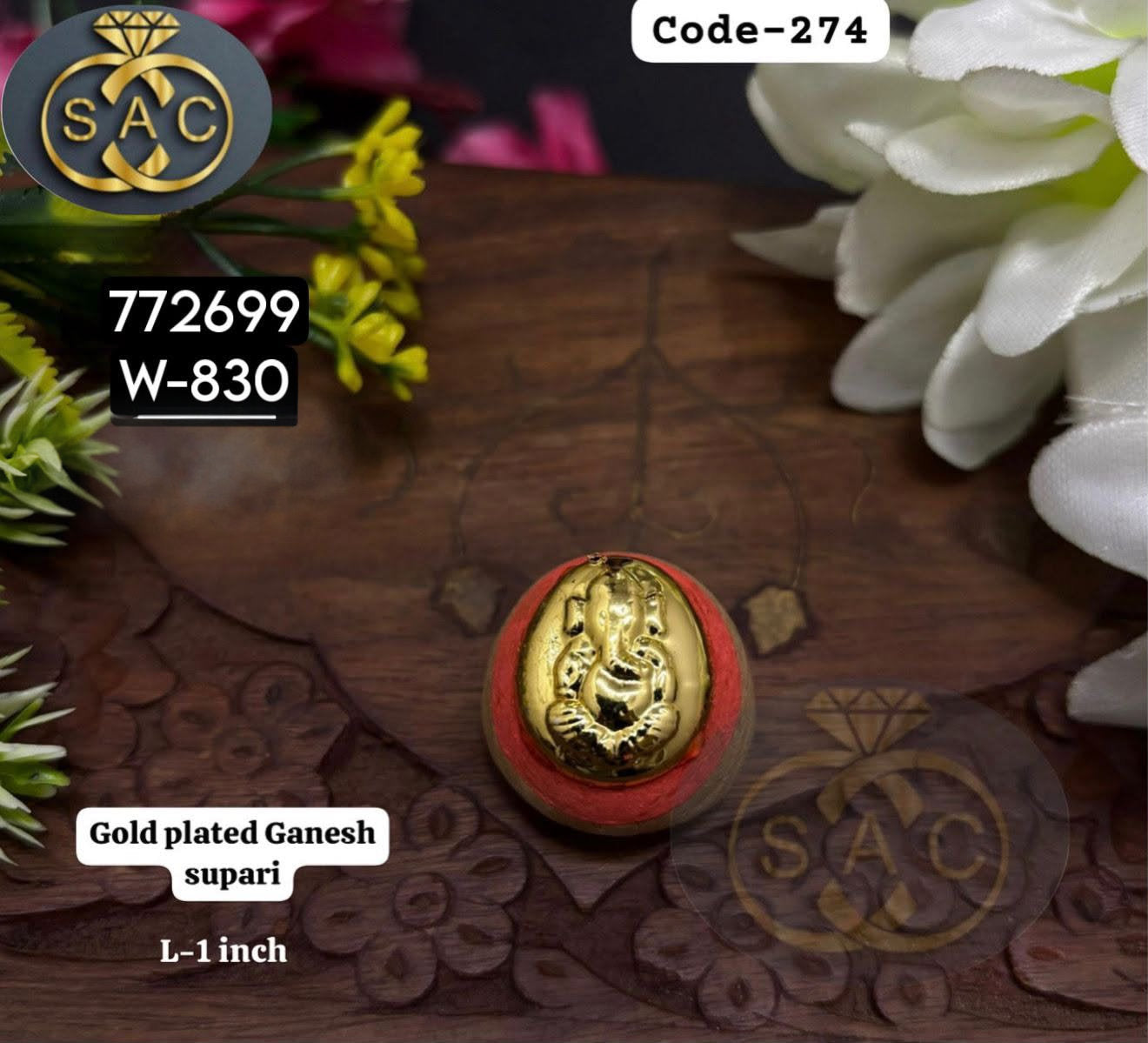 Gold Plated Ganesh Supari 1 Inch for Ganesha Idol – Premium Copper