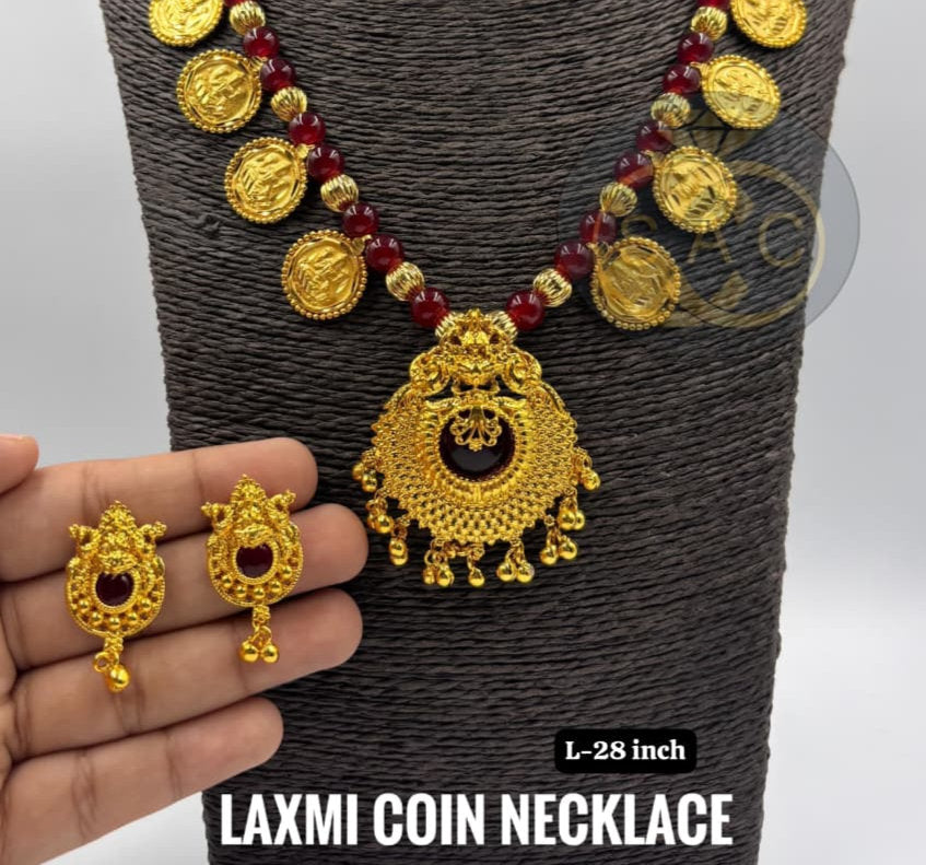Premium Quality Handmade Laxmi Coin Long Necklace - 775