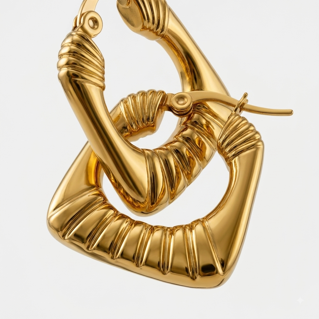 Sawyer Square Vintage Gold Hoop Earrings – 18 KT Gold Plated