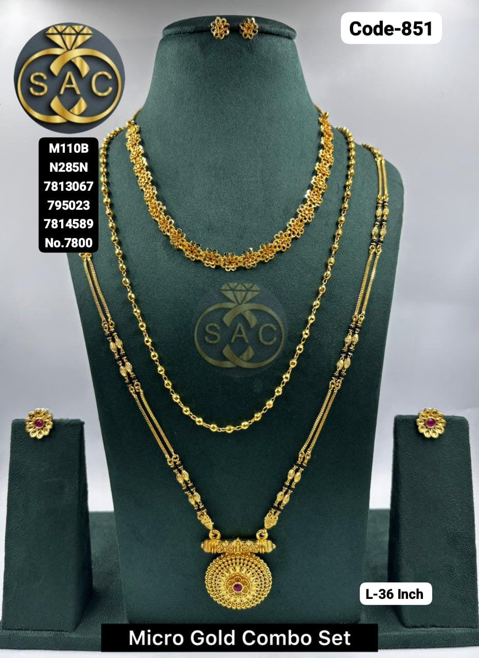 Micro Gold Mangalsutra combo Set - 851