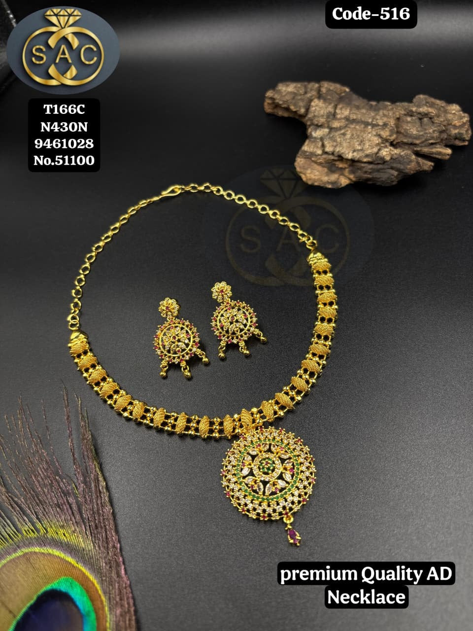 Premium Quality AD Short Necklace - 516