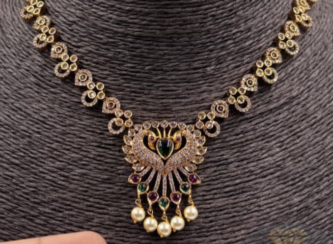 Premium Quality AD Stone Short Necklace - 1232