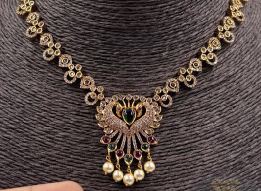 Premium Quality AD Stone Short Necklace - 1232