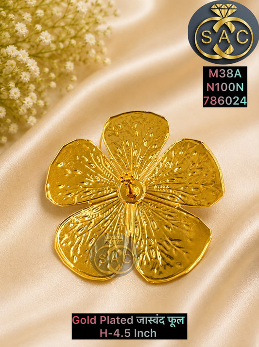 Gold Plated Jaswand Flower for Ganesh Idol