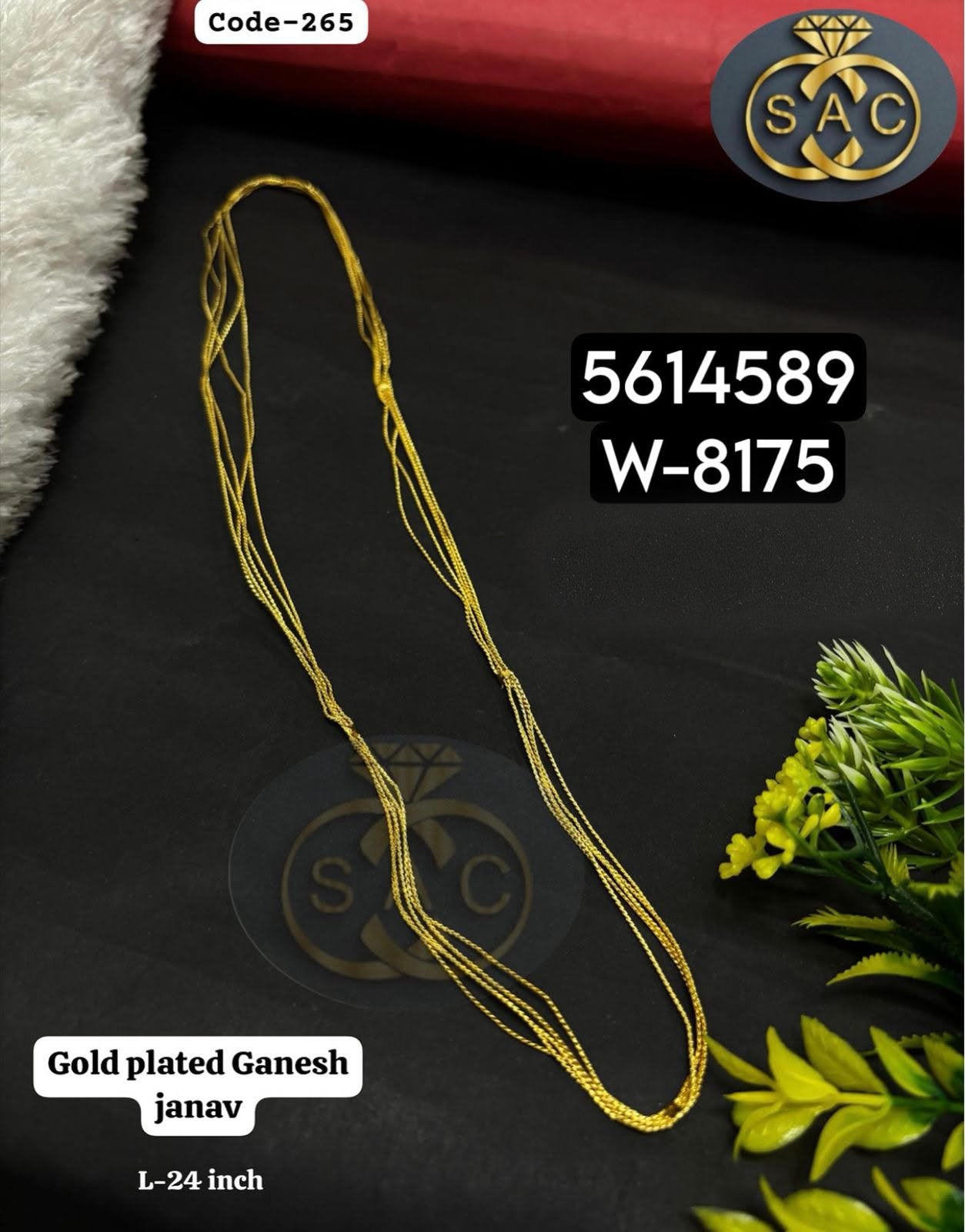 Gold Plated Ganesh Janav 24 Inch for Ganesha Idol – Premium Copper
