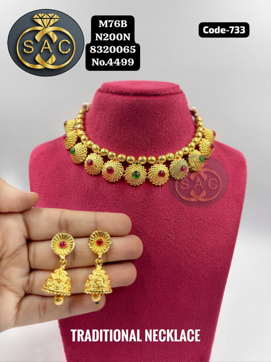 Premium Quality Short Treditional Necklace - 733