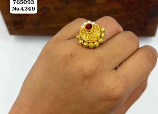 Premium Quality Handmade चंद्रकोर Ring ( Adjustable ) - 943