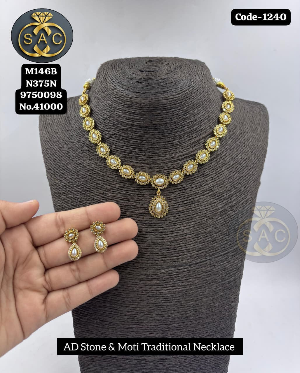 Fancy AD stone Necklace set - 1240
