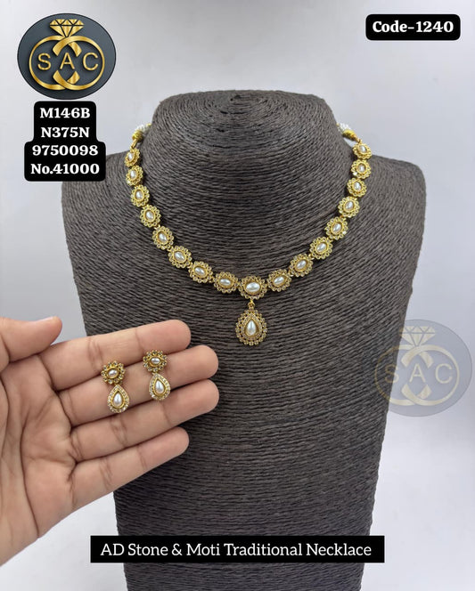 Fancy AD stone Necklace set - 1240