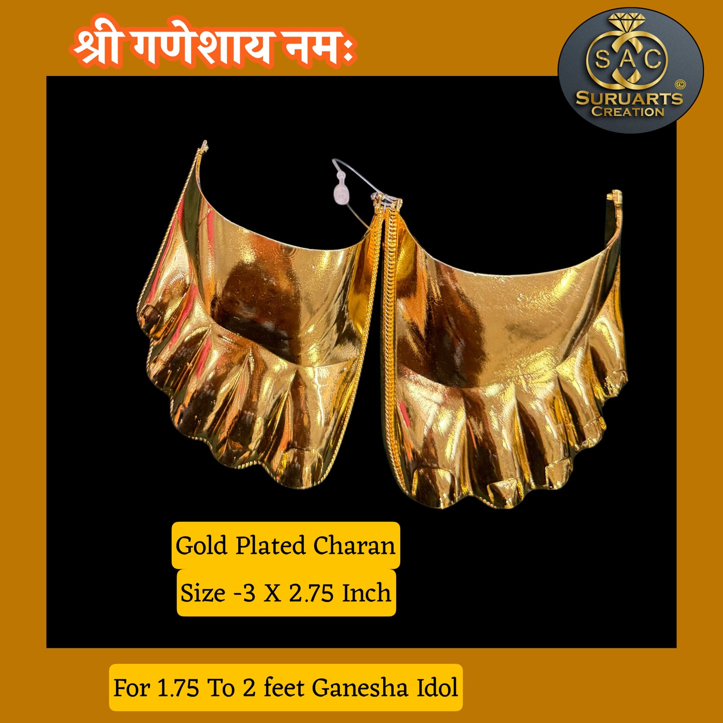 Gold Plated Charan for 1.75–2 Feet Ganesha Idol