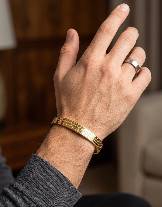 Royal Grid 18KT Gold Plated Men's Bracelet