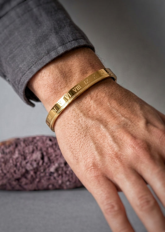 Imperial Roman Edge Men's Kada – 18 KT Gold Plated