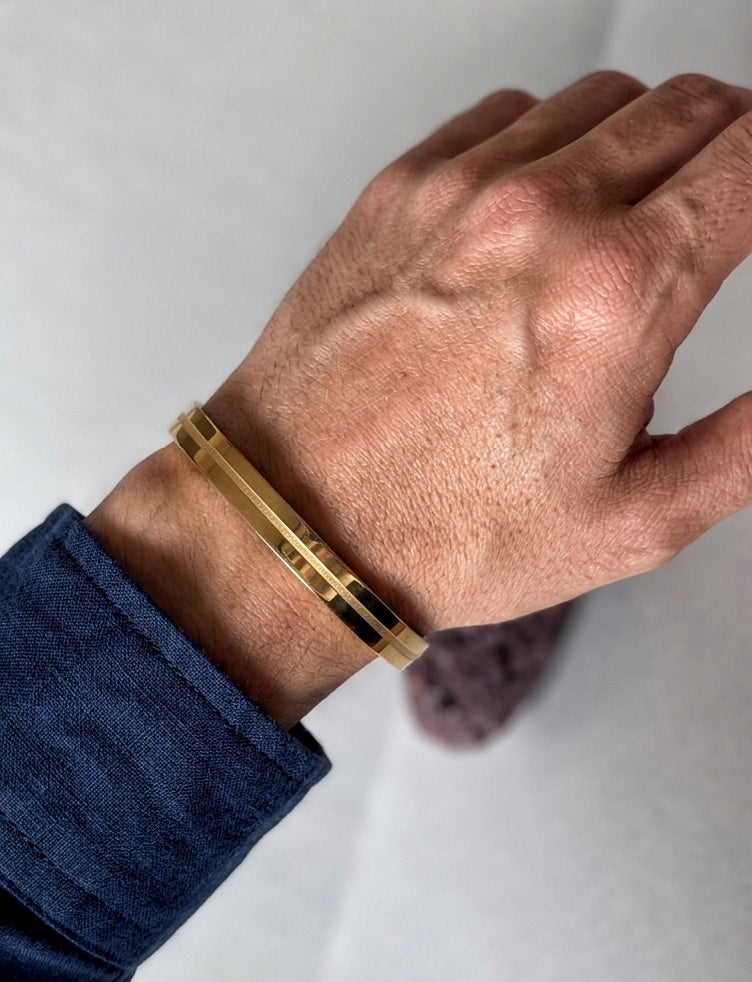 Prestige Dual Line Men's Kada – 18 KT Gold Plated