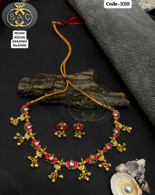 Handmade कमळ necklace - 320