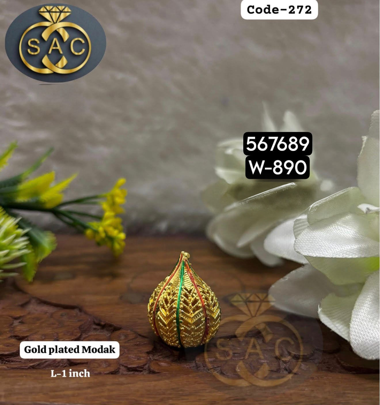 Gold Plated Ganesh Modak 1 Inch for Ganesha Idol – Premium Copper