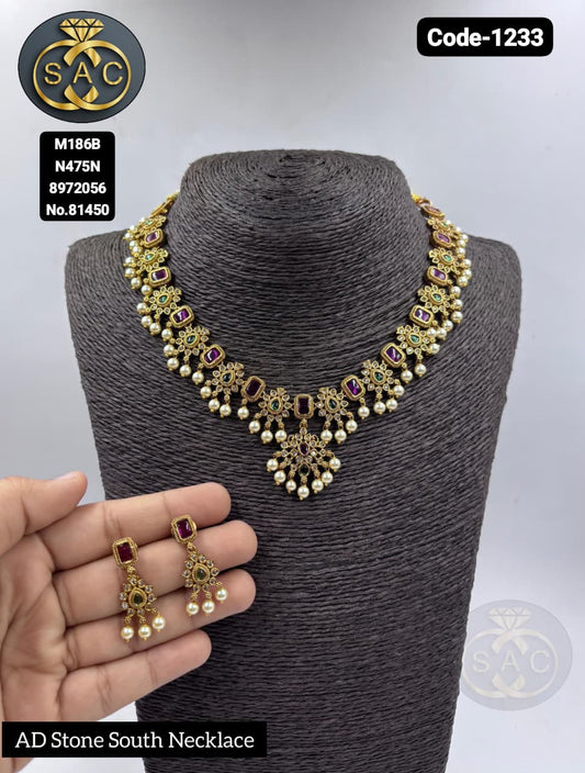 Fancy AD stone Necklace set -1233