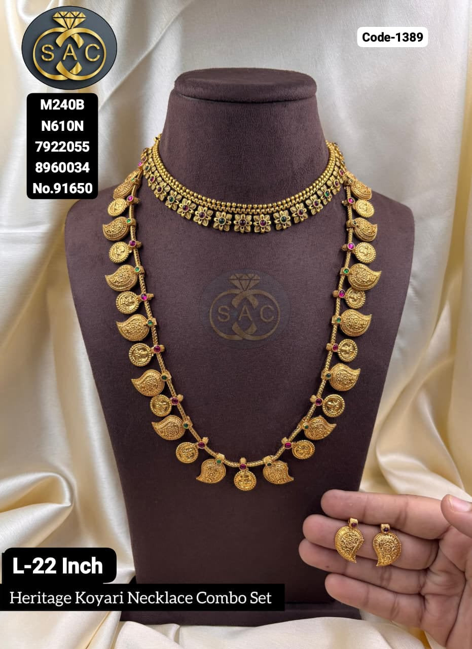 Premium Quality Heritage Koyari Necklace Combo Set - 1389