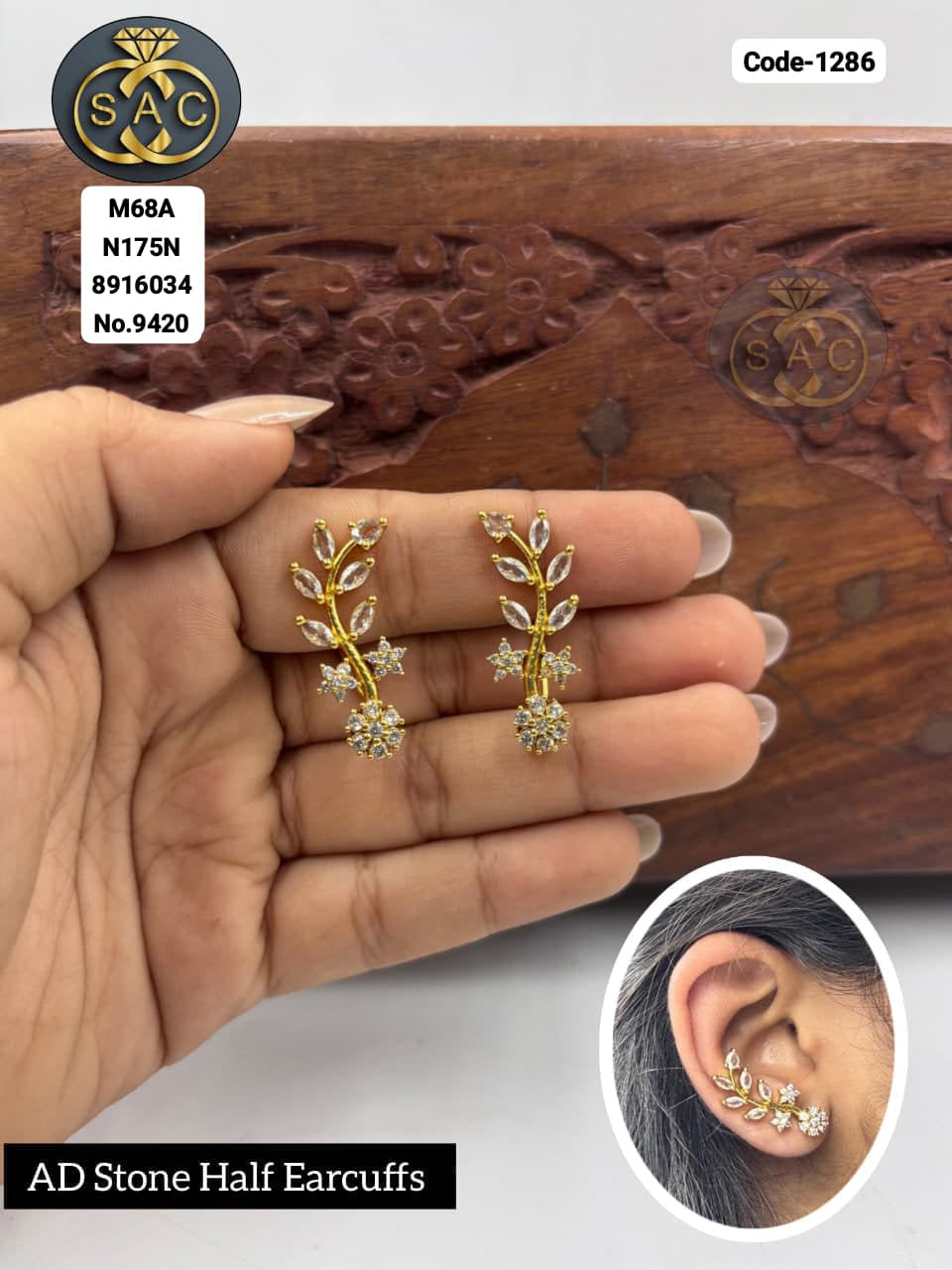 AD STONE HALF EARCUFF - 1286