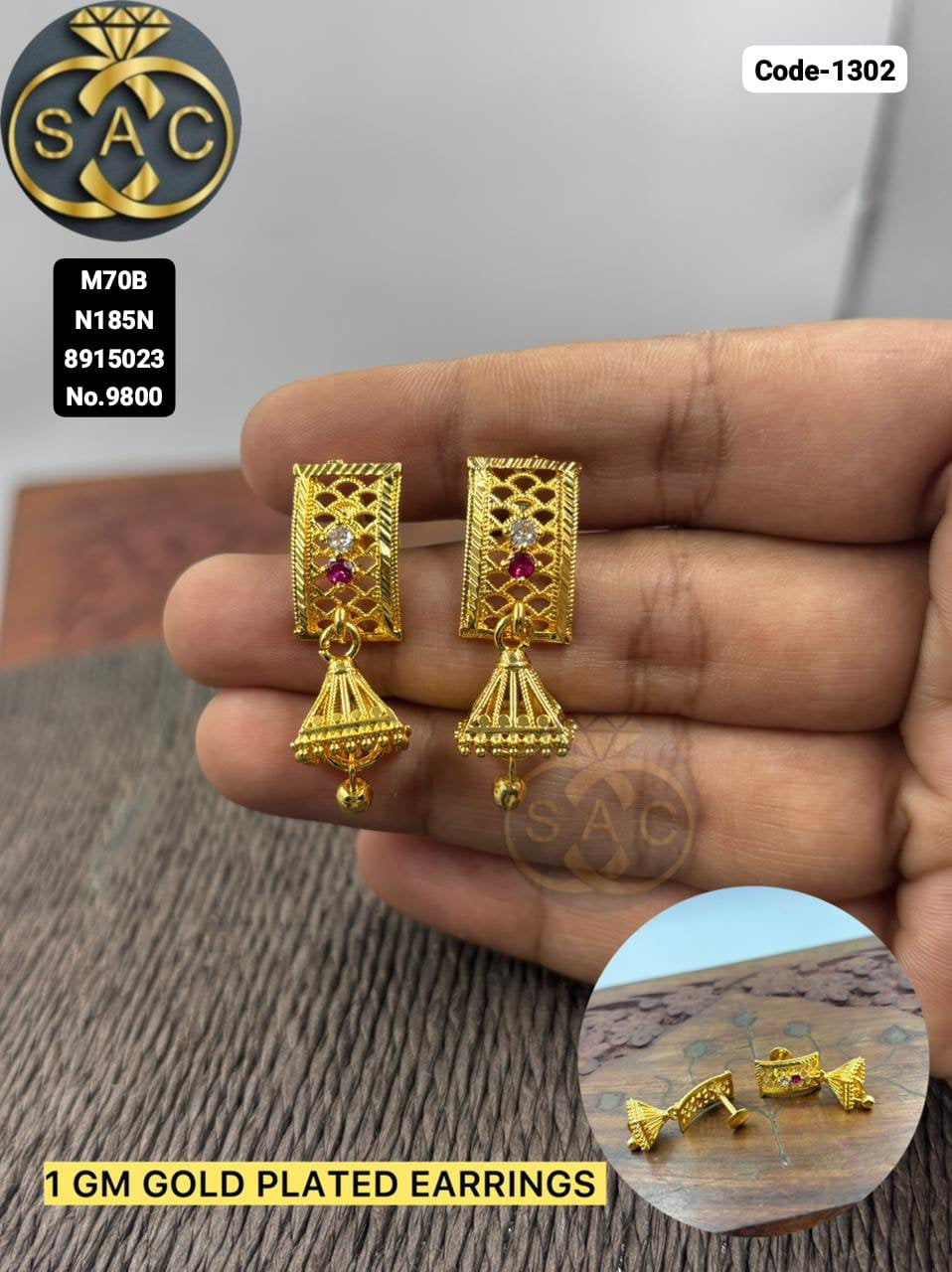 1 GM GOLD PLATED EARRINGS - 1302