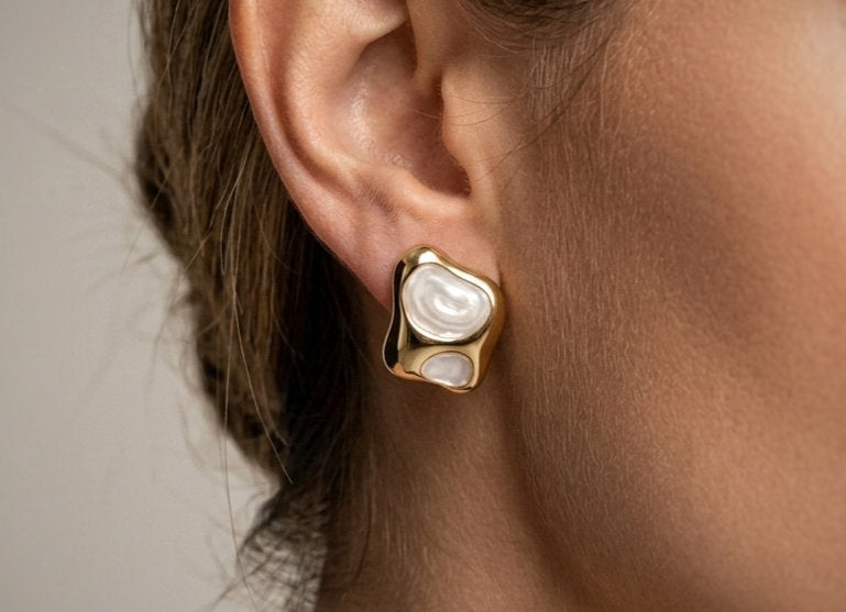 18 KT Gold Plated Elegant Pearl Finish Earrings