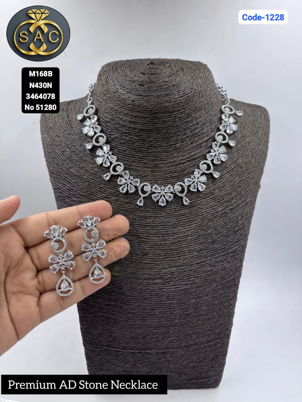 Fancy AD stone Necklace set - 1228