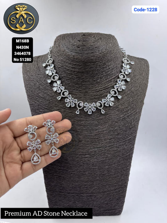 Fancy AD stone Necklace set - 1228