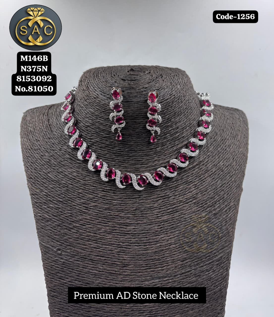 Fancy AD stone Necklace set* - 1256