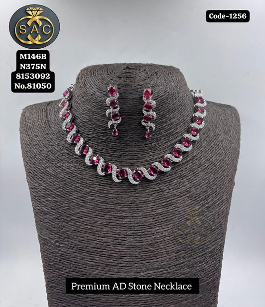 Fancy AD stone Necklace set* - 1256