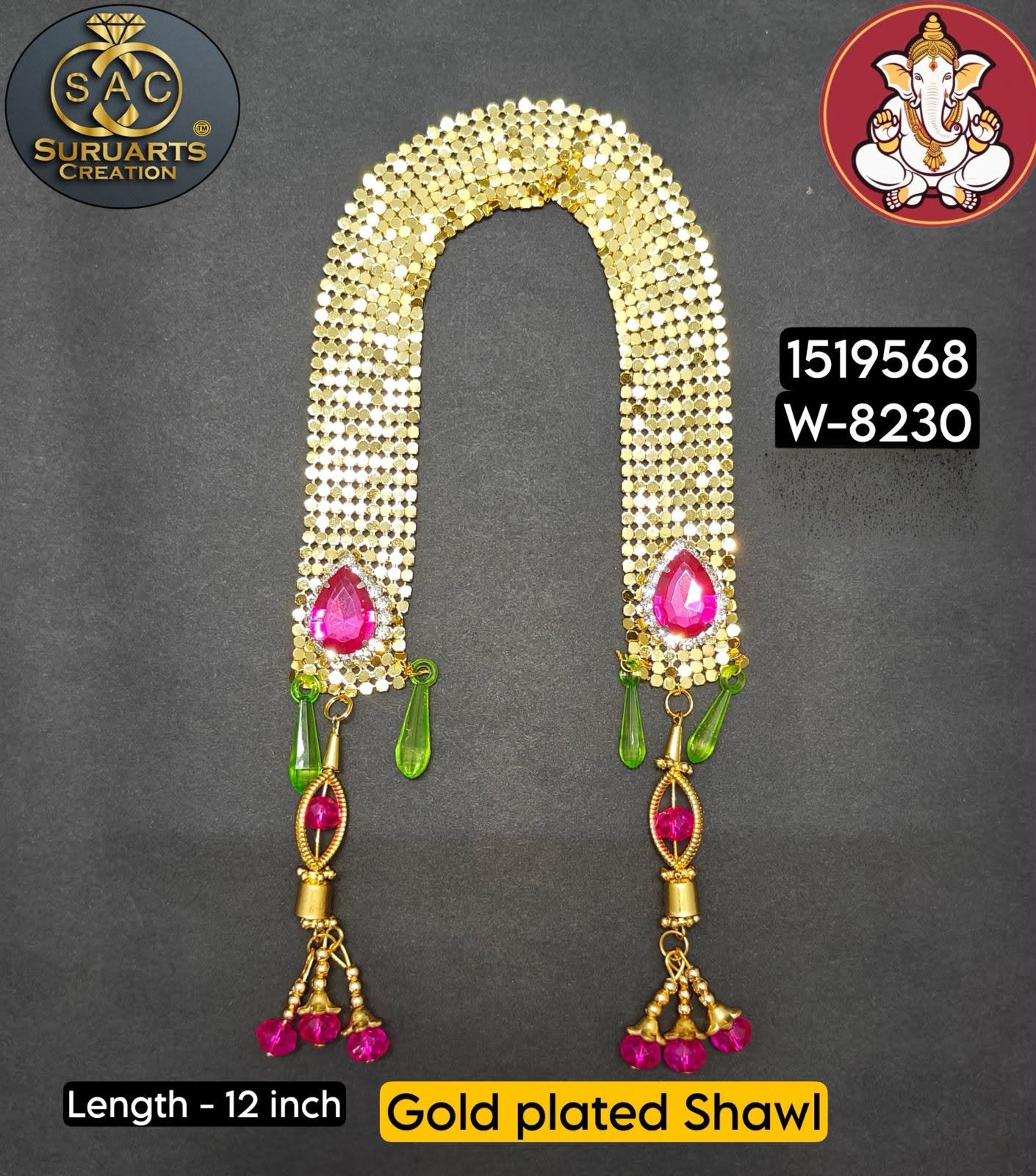 Gold Plated Ganesh Shawl 12 Inch for Ganesha Idol