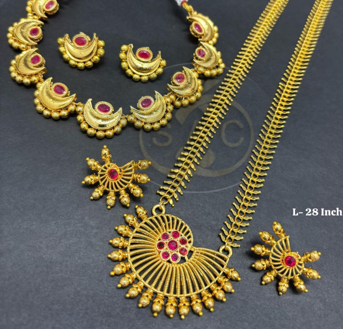 Handmade Chandrakor Necklace Durva Har Combo Set