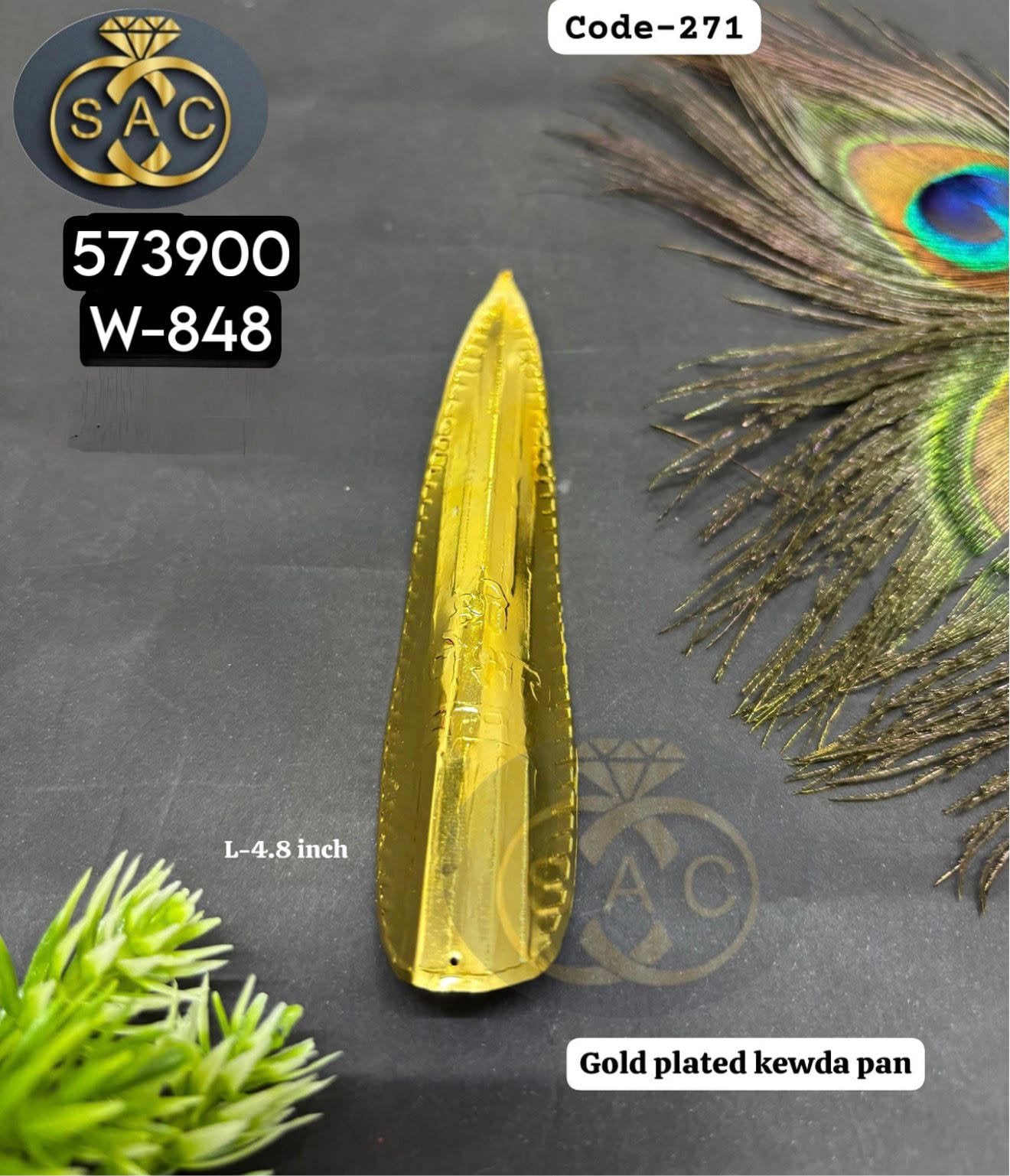 Gold Plated Ganesh Kevda Paan 4.8 Inch for Ganesha Idol
