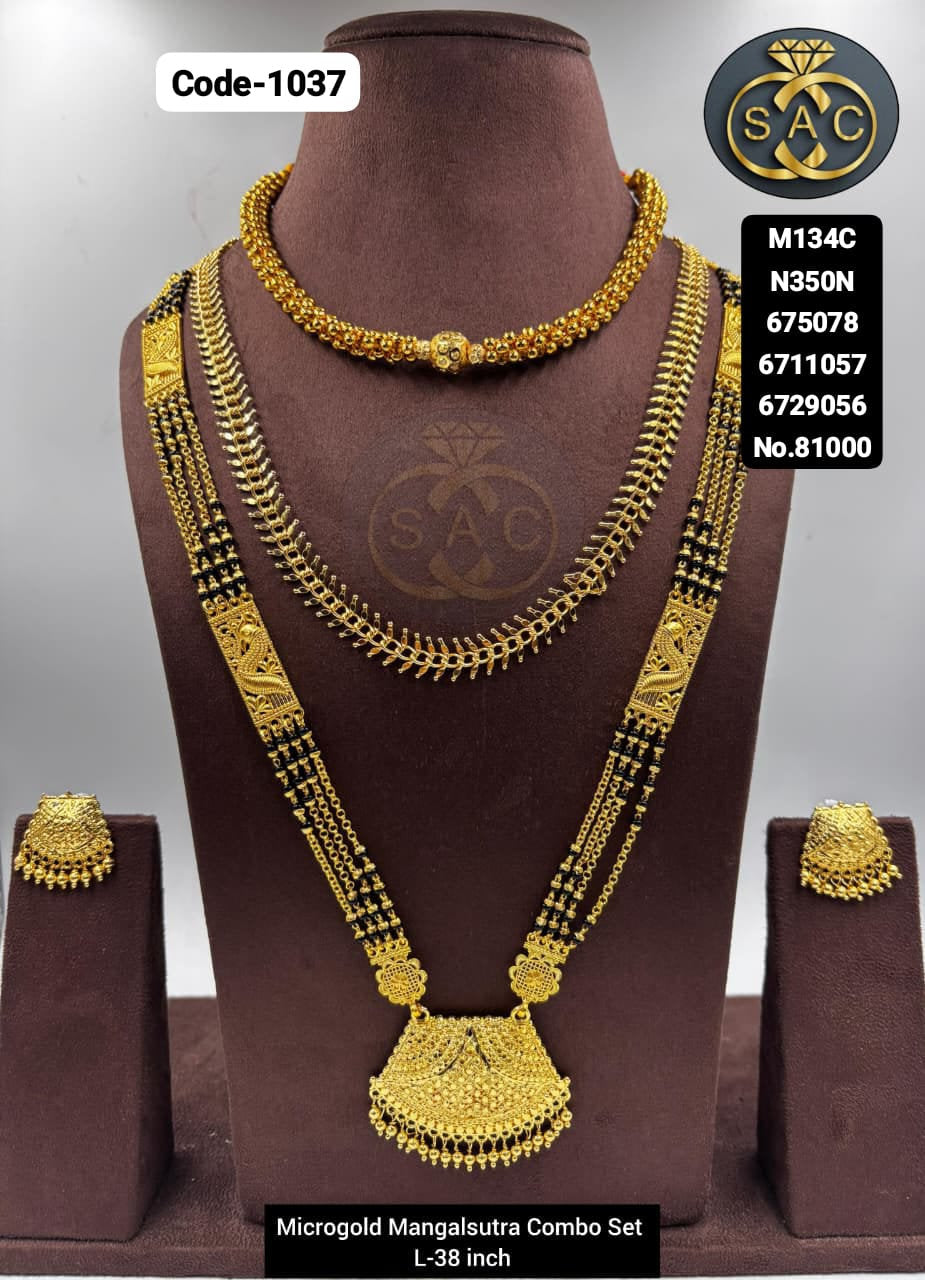 Micro Gold Mangalsutra combo Set -1037