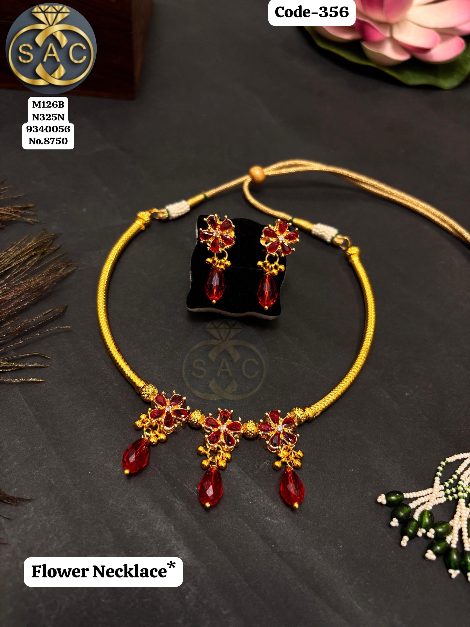 Handmade Flower Necklace - 356