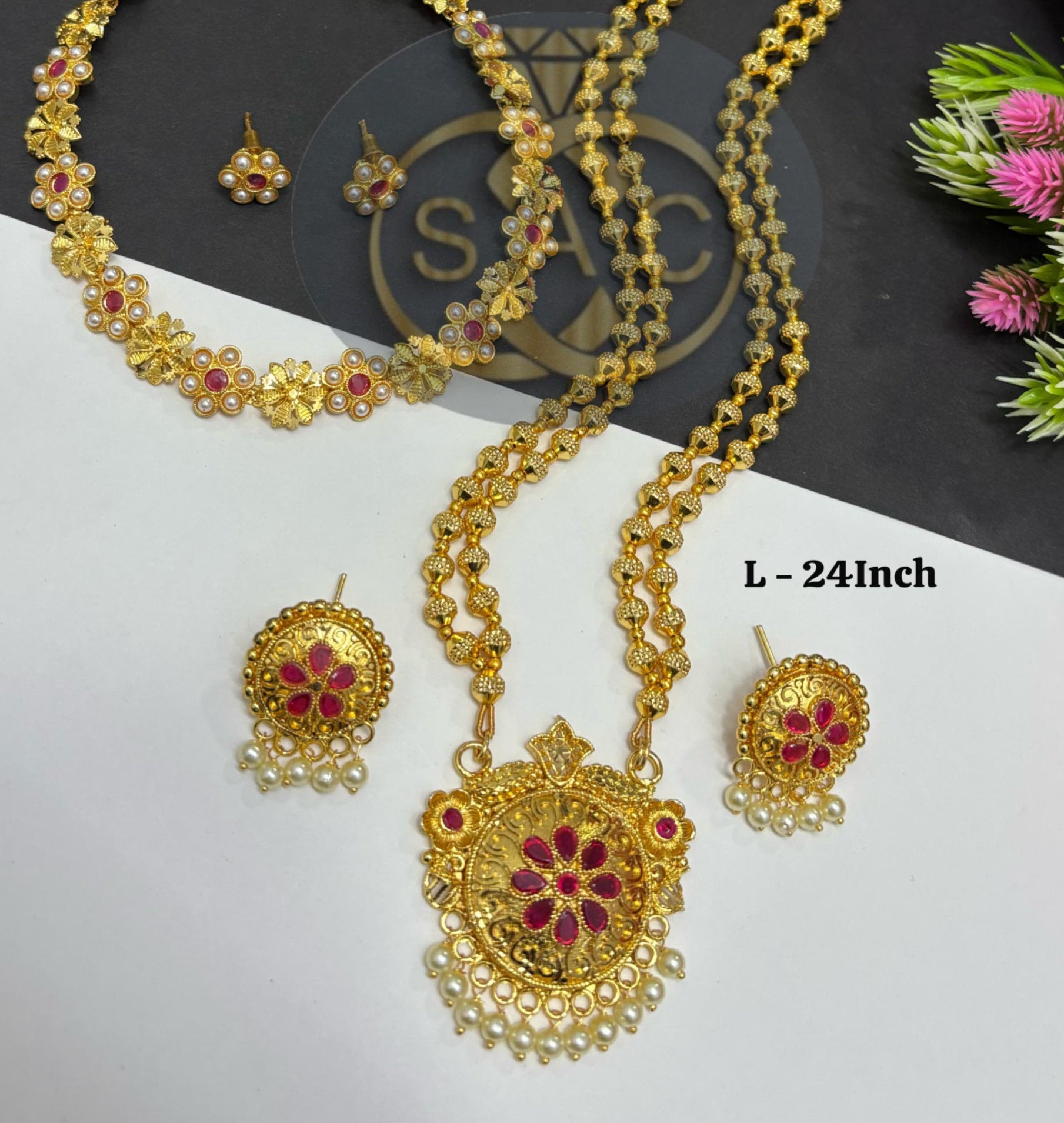 Micro Gold Necklace Bormala Combo Set
