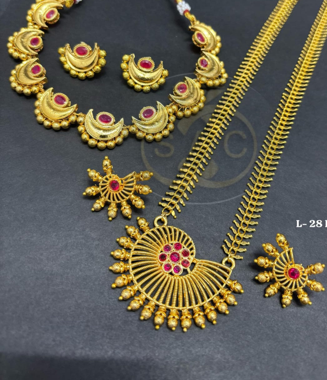 Handmade Chandrakor Necklace Durva Har Combo Set