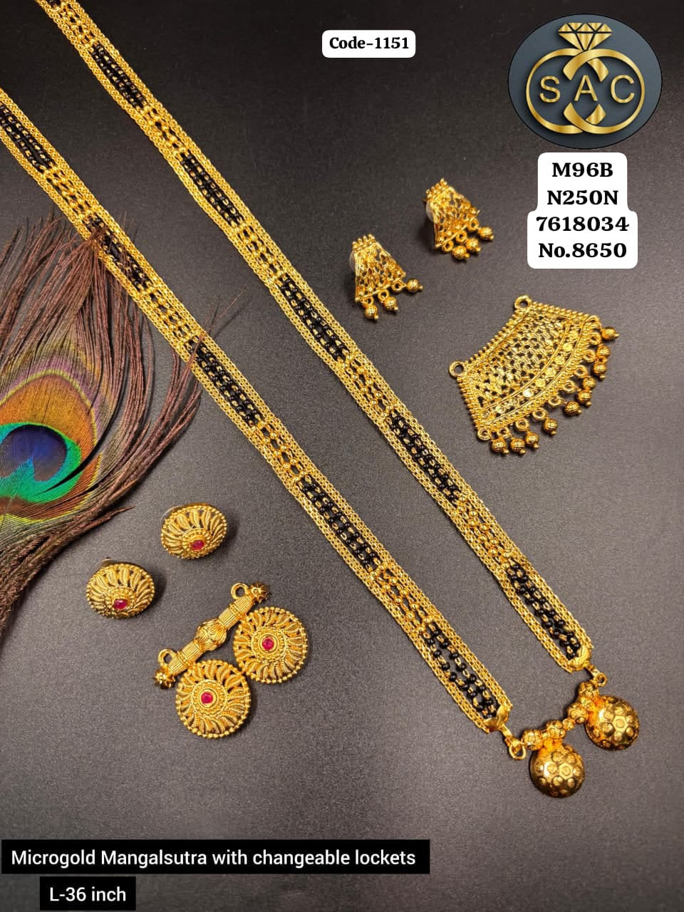 New Micro Gold Mangalsutra with Extra Locket - 1151