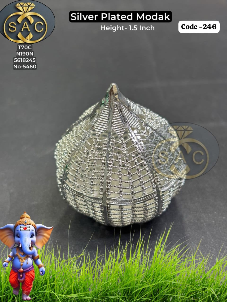 SILVER PLATED GANESHA MODAK - 246
