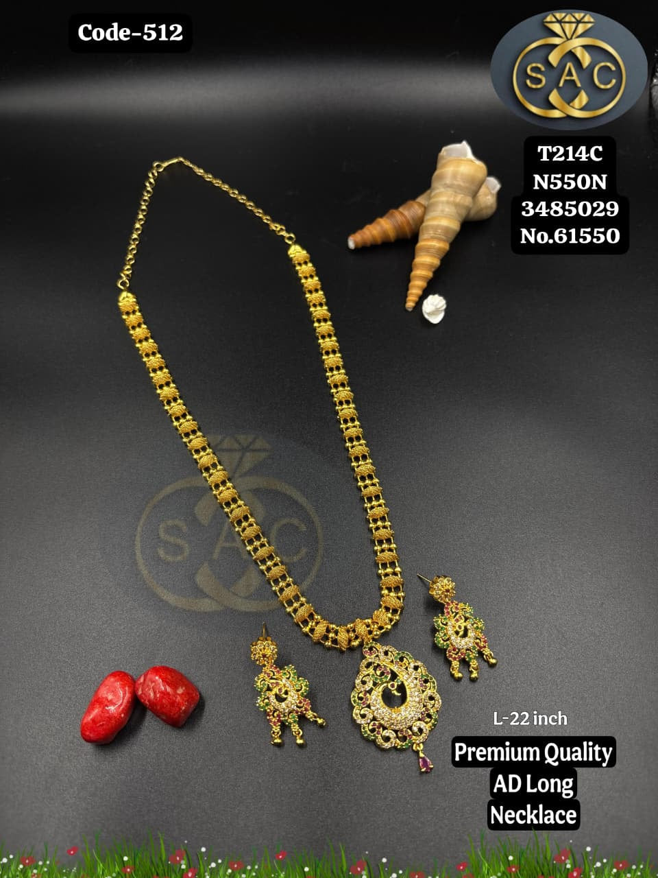 Premium Quality AD Long Necklace - 512