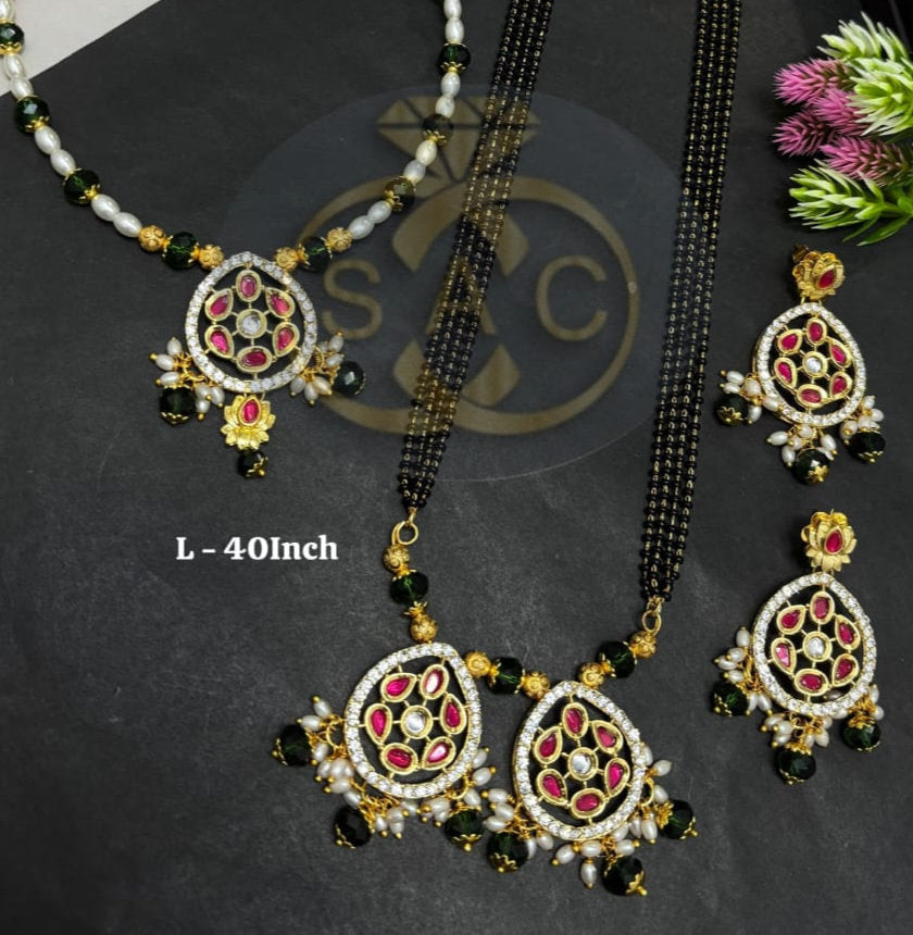 Handmade AD Necklace Mangalsutra Combo Set*