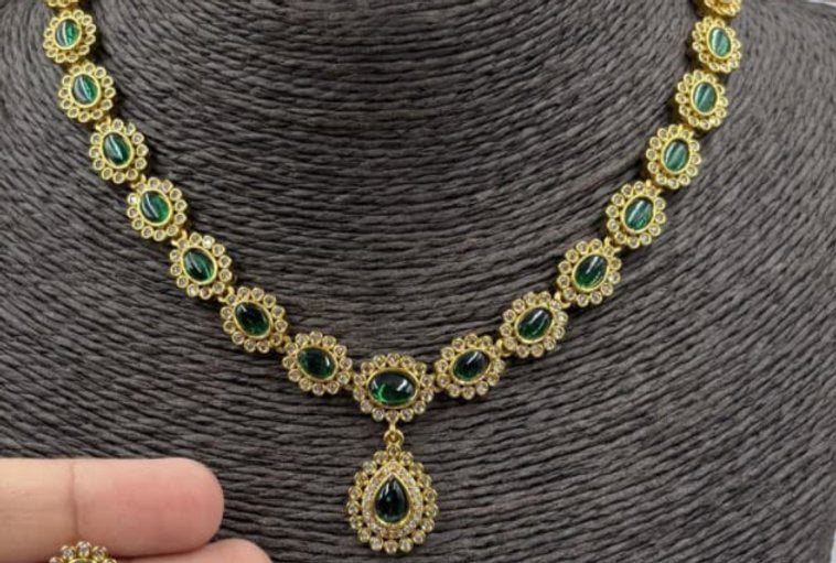 Fancy AD stone Necklace set - 1239