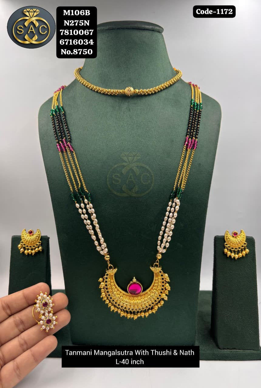 TANMANI MANGALSUTRA WITH THUSHI & NATH - 1172