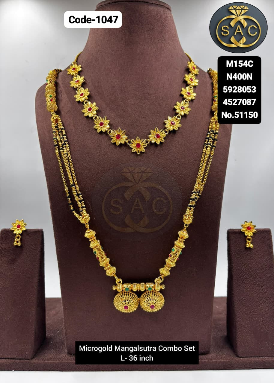 Micro Gold Mangalsutra combo Set - 1047